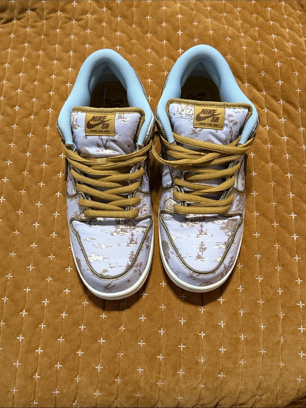 Nike SB Men's Light Blue and Brown Low Top Skate Sneakers